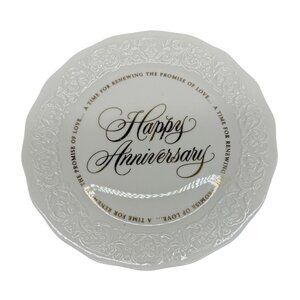 Happy Anniversary Decorative Plate By Hallmark Cards Inc With Gold & Embossed